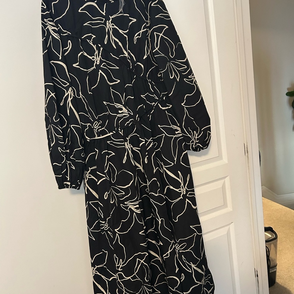 ASOS Black and White Bishop Sleeve Sundress